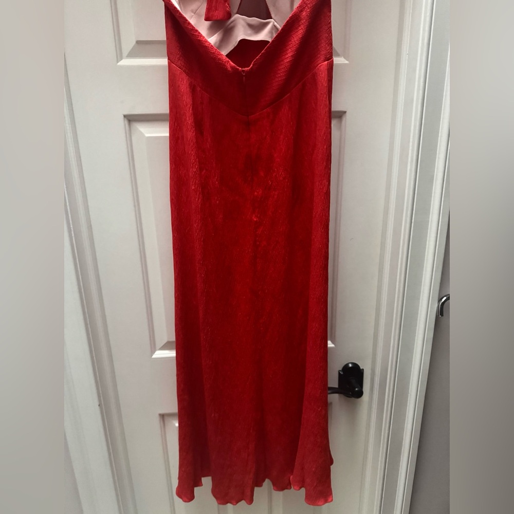 $1250 NWT Johanna Ortiz Runway 100% Silk Red Heart Cutout Halter Maxi Dress - Picture 10 of 16